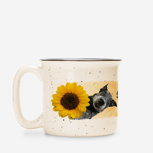 Sunshine Sunflower Peek Custom Camp Mug