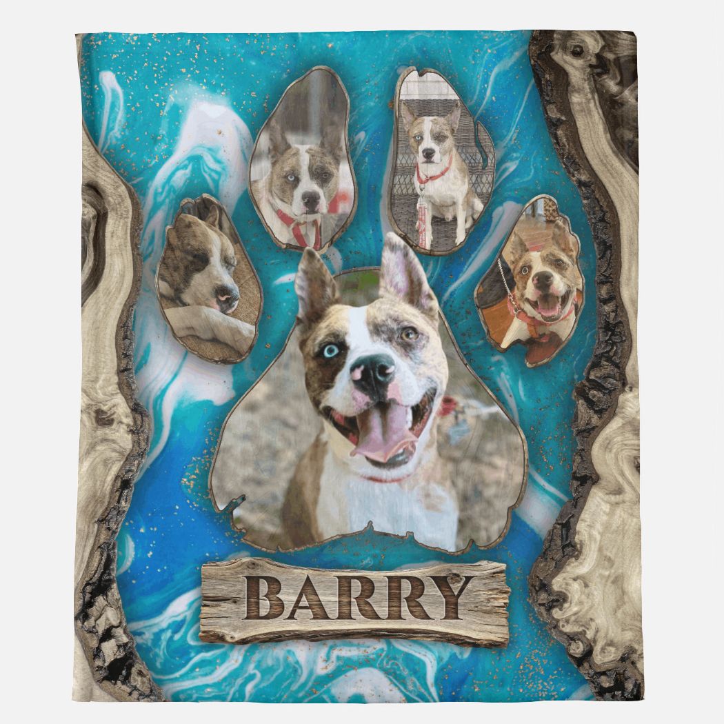 Driftwood Resin – Pawprint Collage Minky Blanket