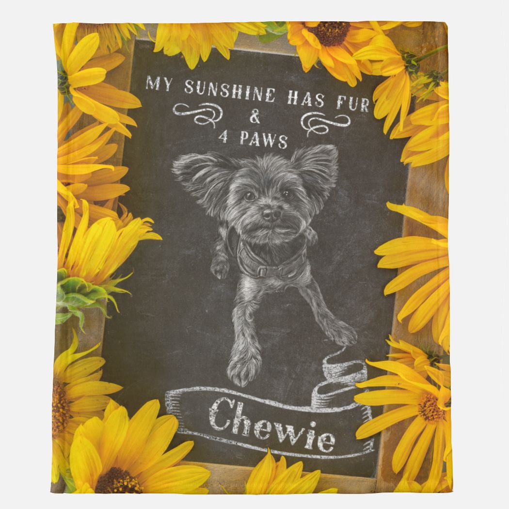 Sunflowers and a Chalkboard Custom Pet Blanket