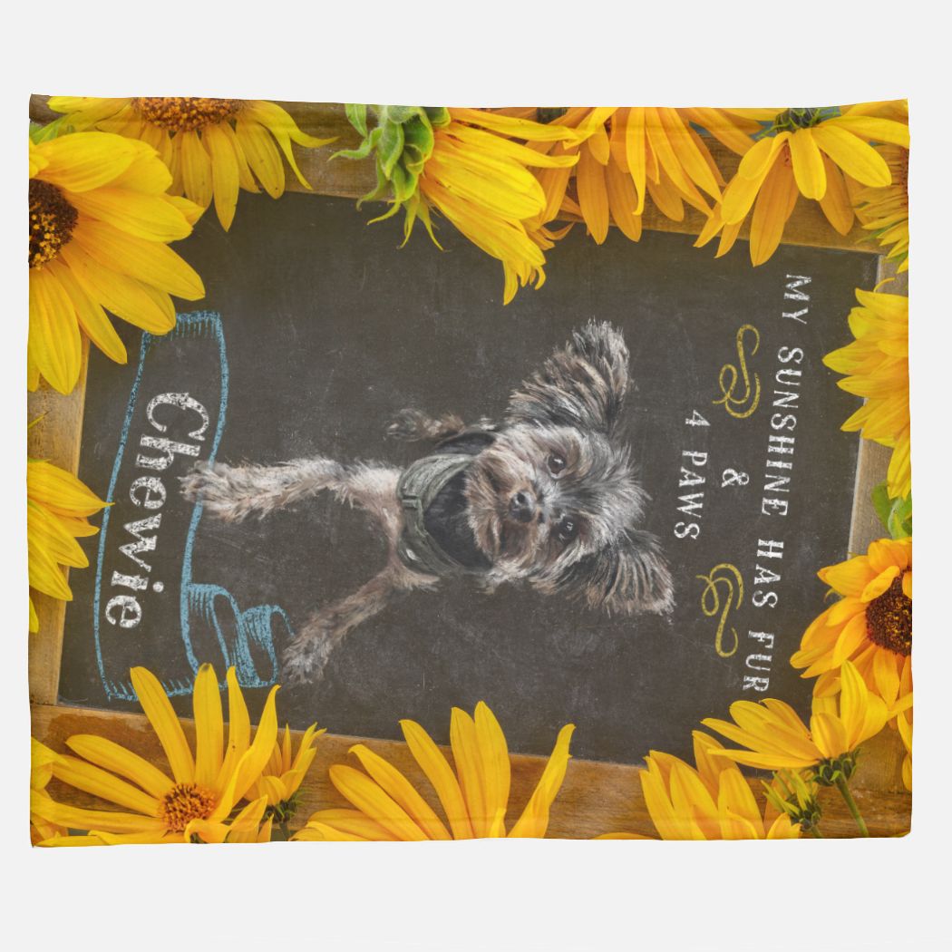 Sunflowers and a Chalkboard Custom Pet Blanket