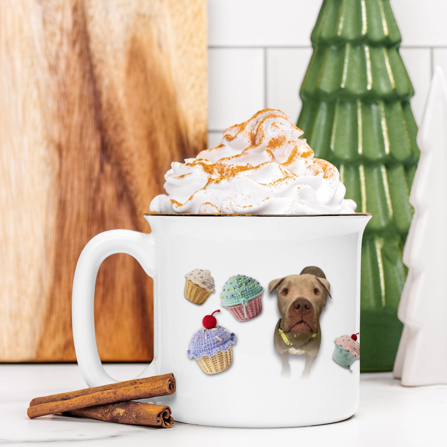 Crochet Cupcakes and Ribbon Custom Camp Mug