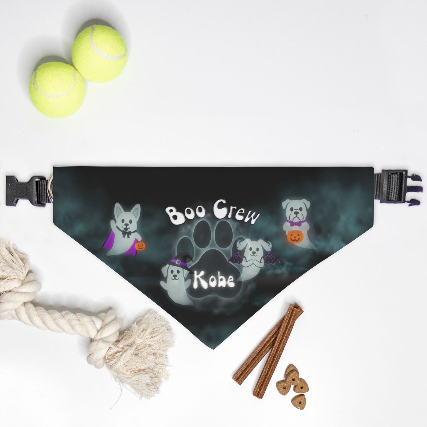 Boo Crew Custom Paw Print Bandana Collar