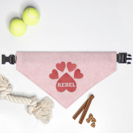 Paper Heart Custom Paw Print Bandana Collar