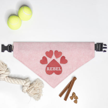 Paper Heart Custom Paw Print Bandana Collar