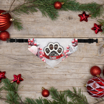 Christmas Pinecone Custom Paw Print Bandana Collar