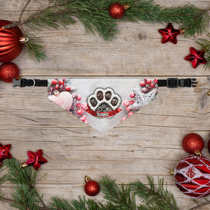 Christmas Pinecone Custom Paw Print Bandana Collar