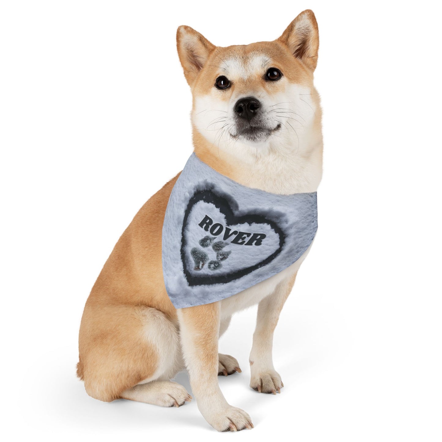 Snow Heart Custom Paw Print Bandana Collar