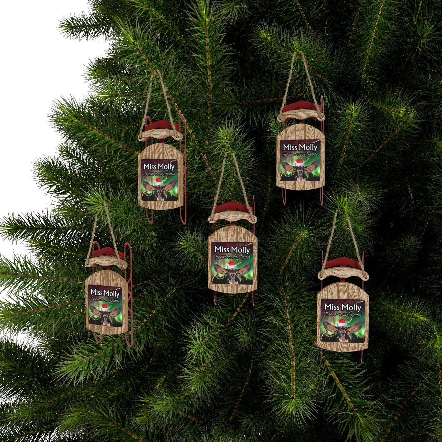 Northern Lights Personalized Memorial Sled Christmas Ornament