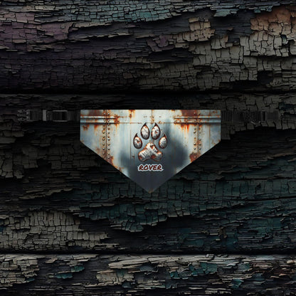 Rusted Metal Paw Print Pet Bandana Collar - Pawsome Prints