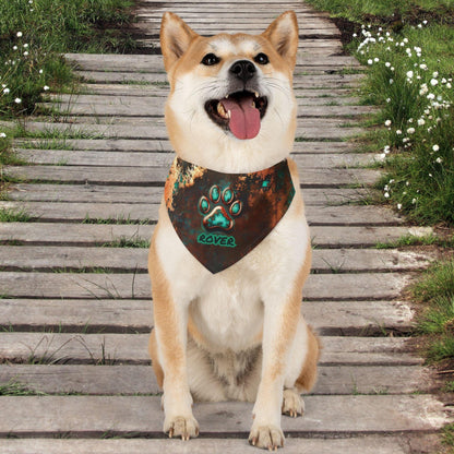 Oxidized Copper Charm Paw Print Pet Bandana Collar - Pawsome Prints