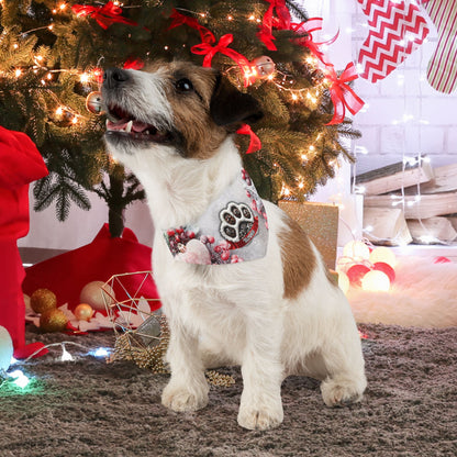 Christmas Pinecone Custom Paw Print Bandana Collar