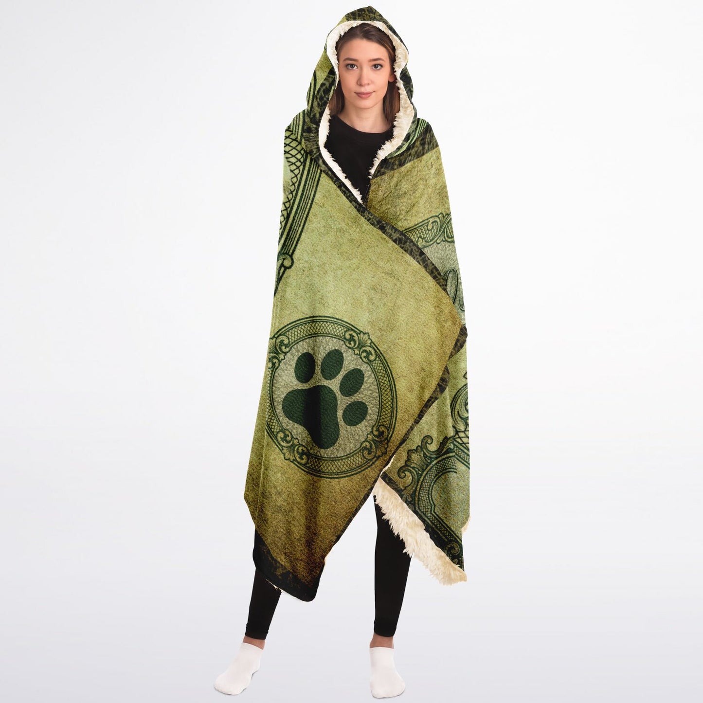10,000 Dollar Bill Custom Pet Photo Hooded Blanket