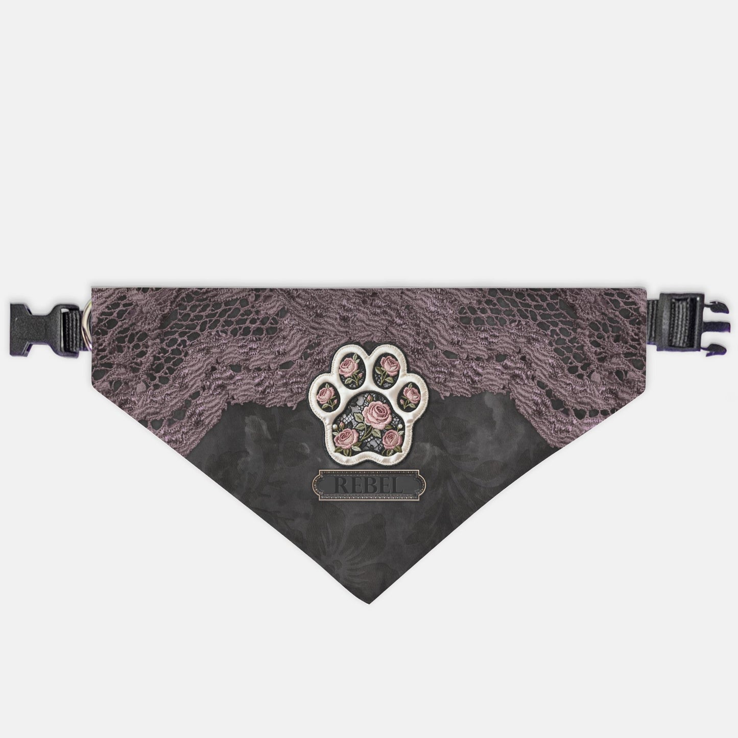 Vintage Lace Rose Custom Paw Print Bandana Collar