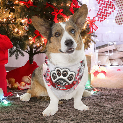 Christmas Pinecone Custom Paw Print Bandana Collar