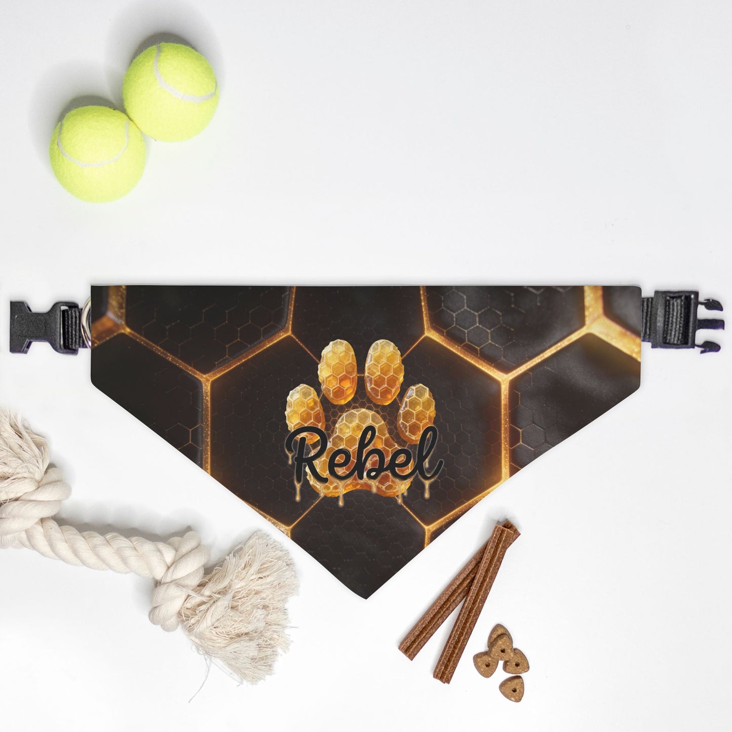 Honeycomb Glow Paw Print Custom Bandana