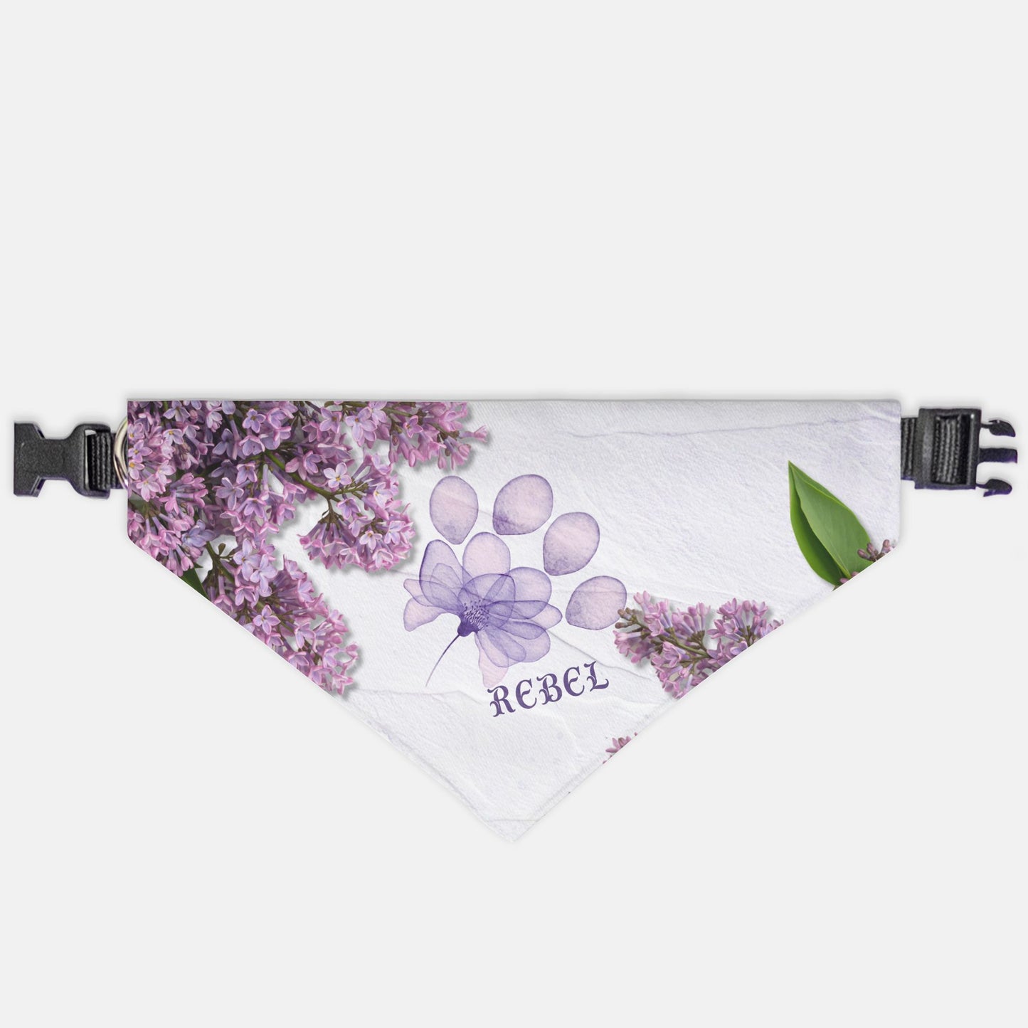 Lilac Bloom Custom Paw Print Bandana Collar