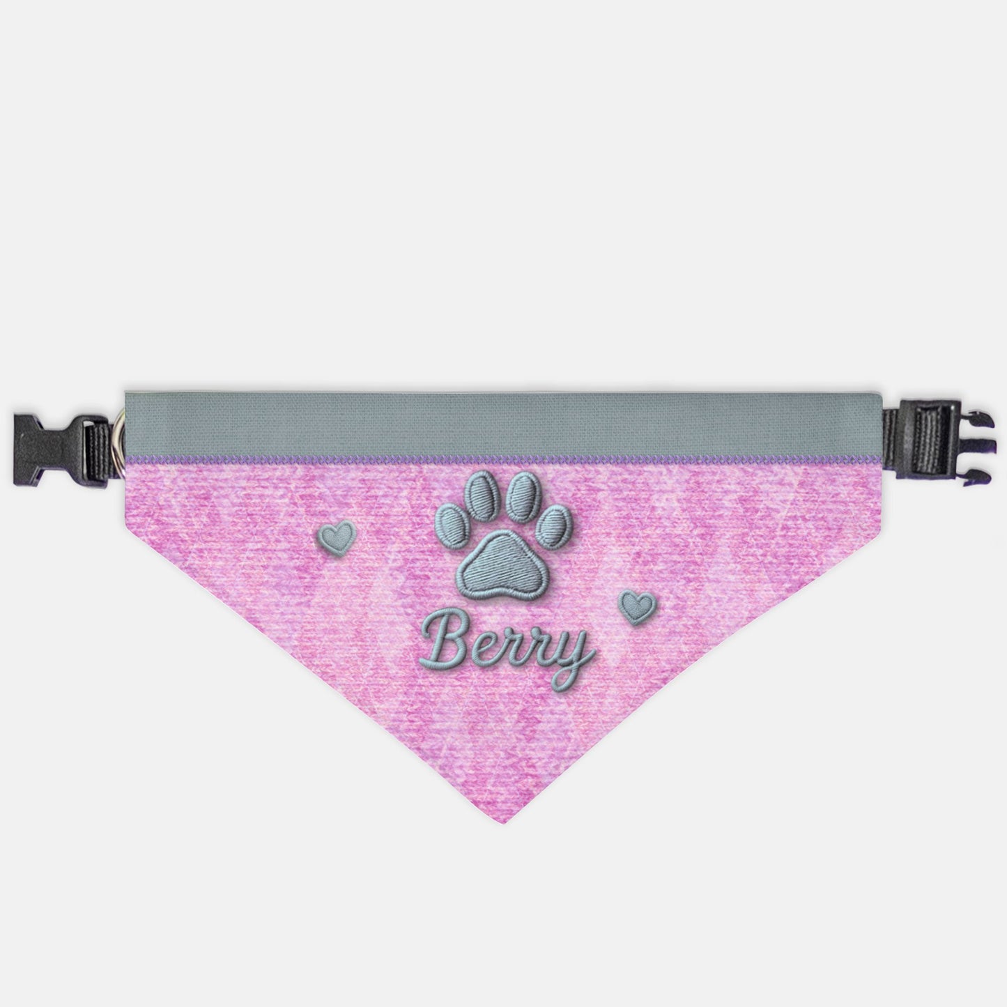 K-Fashion Pink Knit Custom Paw Print Bandana Collar L