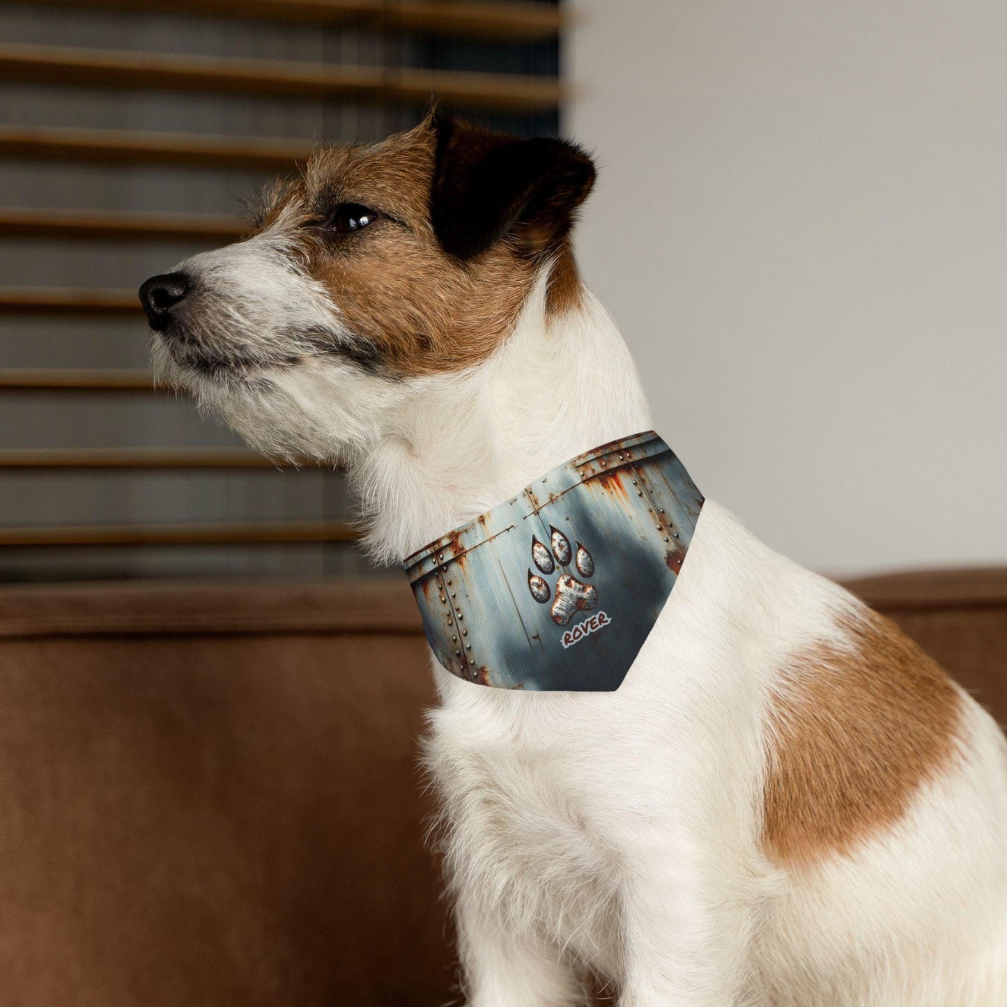 Rusted Metal Paw Print Pet Bandana Collar - Pawsome Prints