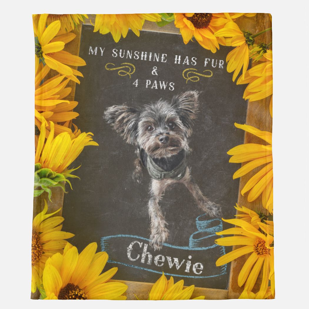 Sunflowers and a Chalkboard Custom Pet Blanket