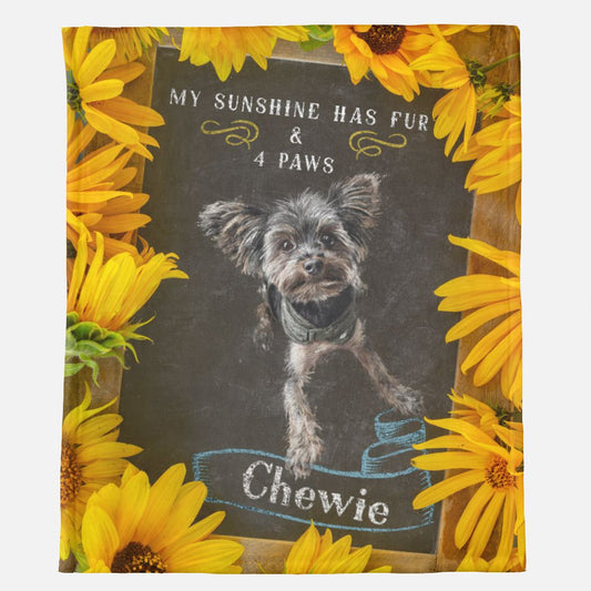 Sunflowers and a Chalkboard Custom Pet Blanket