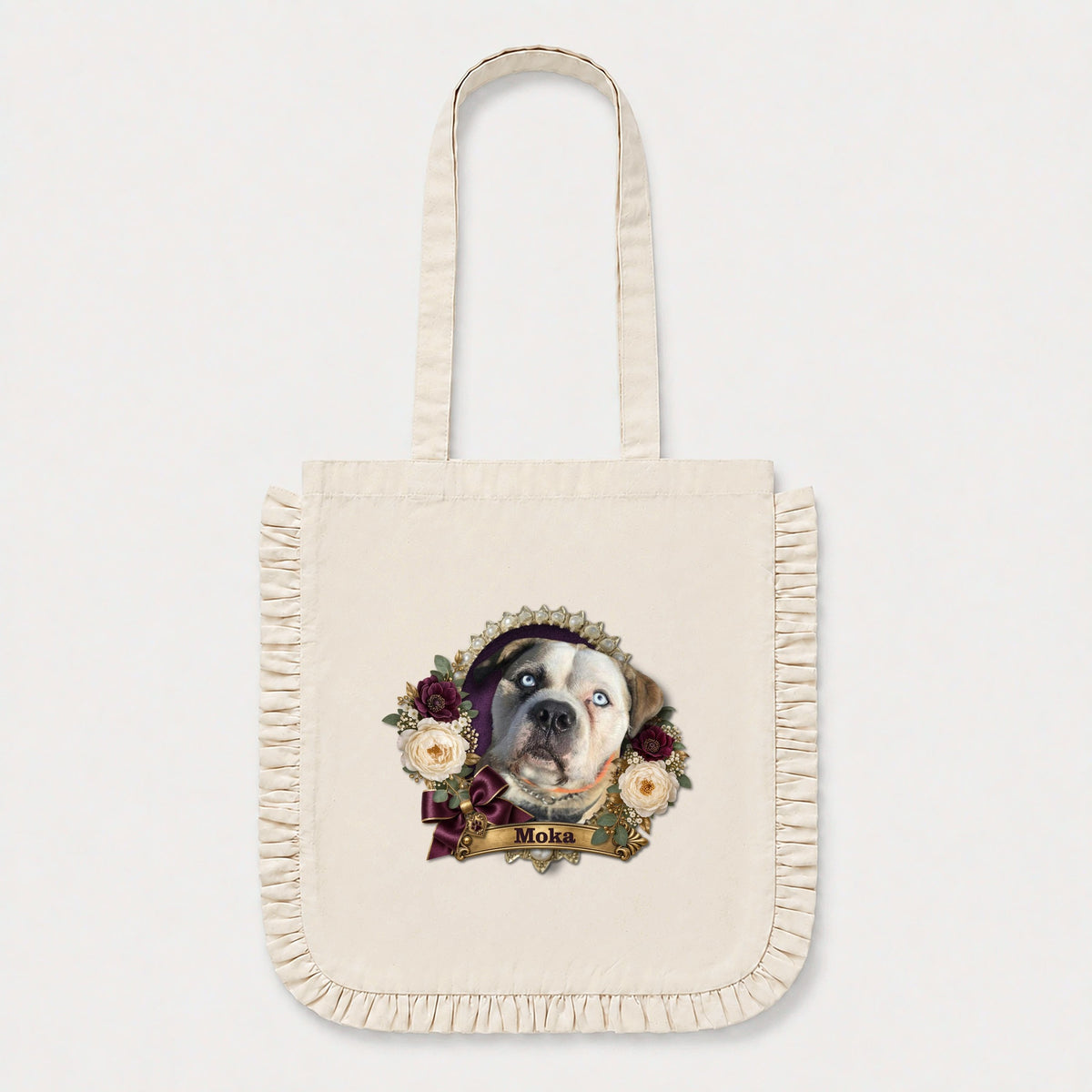 Victorian Cameo Custom Ruffle Edge Tote