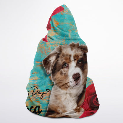 Rustic Valentines Day Charm Custom Pet Photo Hooded Blanket