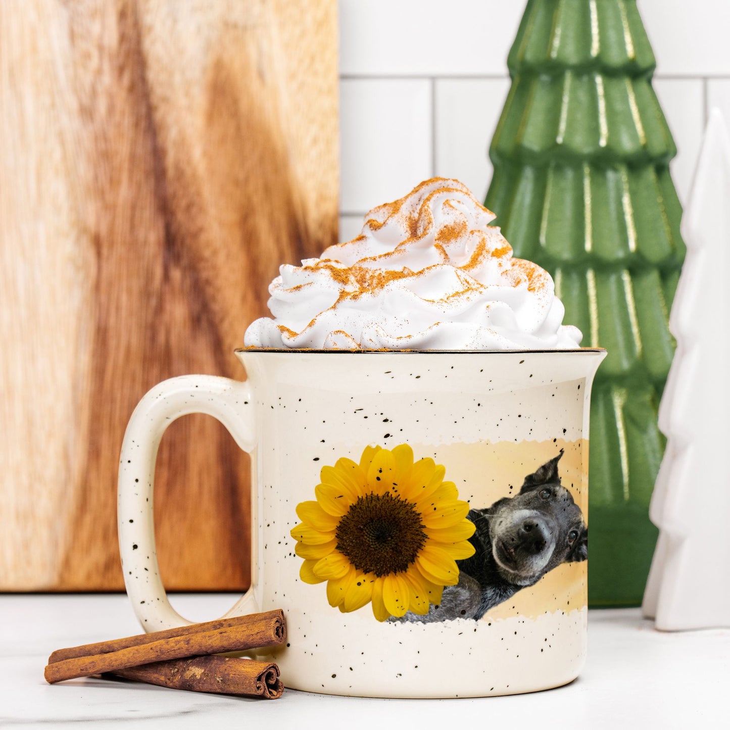 Sunshine Sunflower Peek Custom Camp Mug