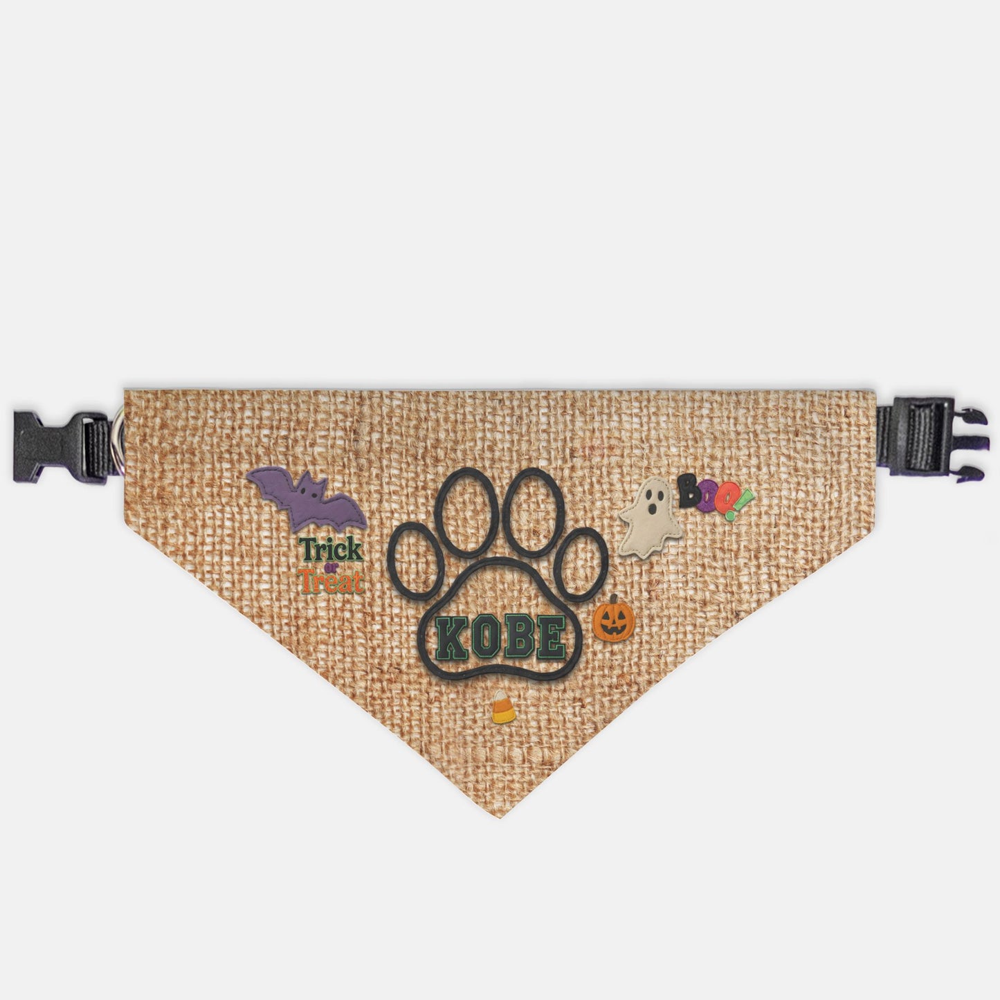 Rustic Halloween Custom Paw Print Bandana Collar