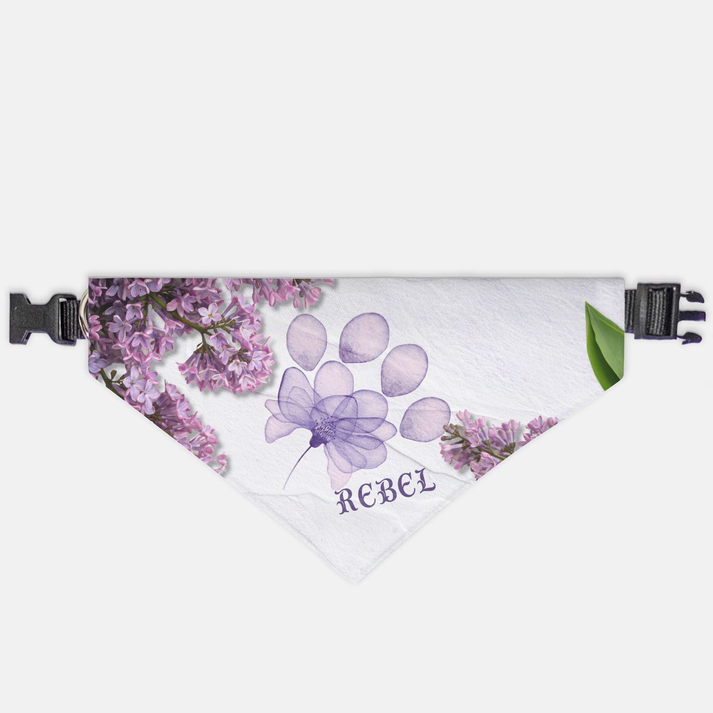 Lilac Bloom Custom Paw Print Bandana Collar