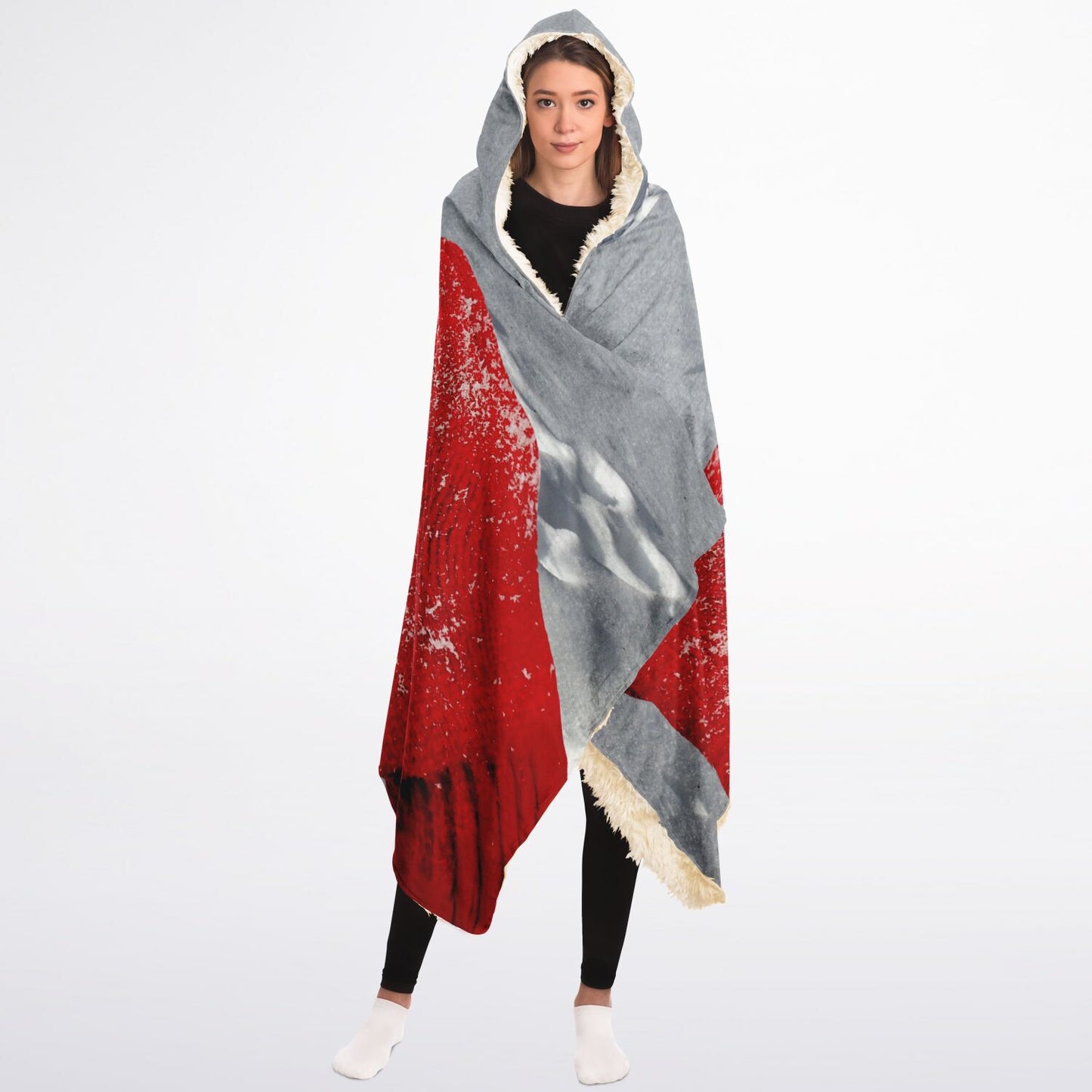 Snow Love Custom Pet Photo Hooded Blanket