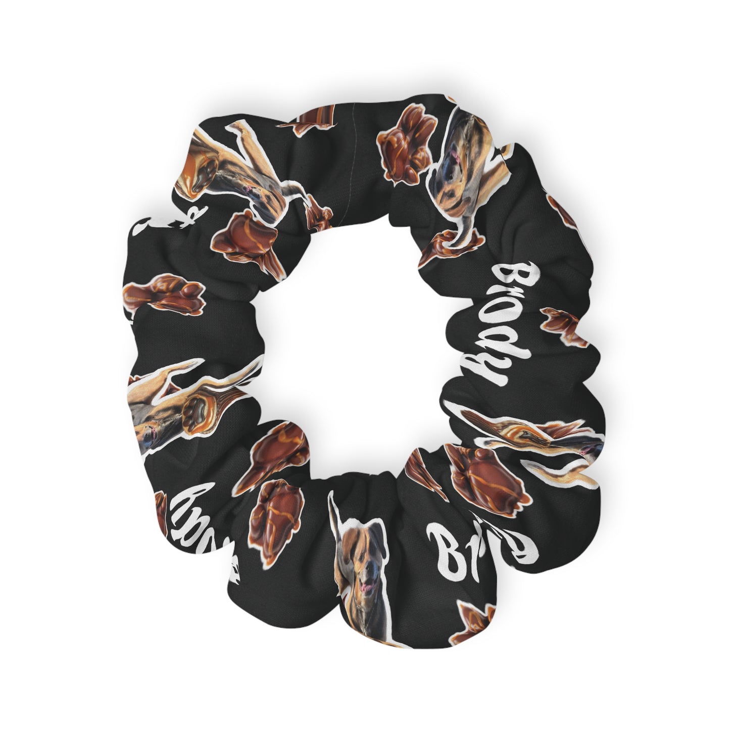 Chocolate Caramel Paw Print Scrunchie