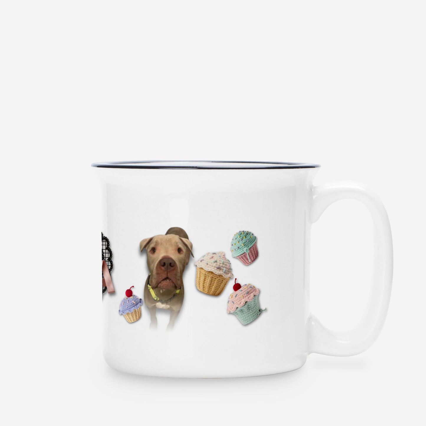Crochet Cupcakes and Ribbon Custom Camp Mug