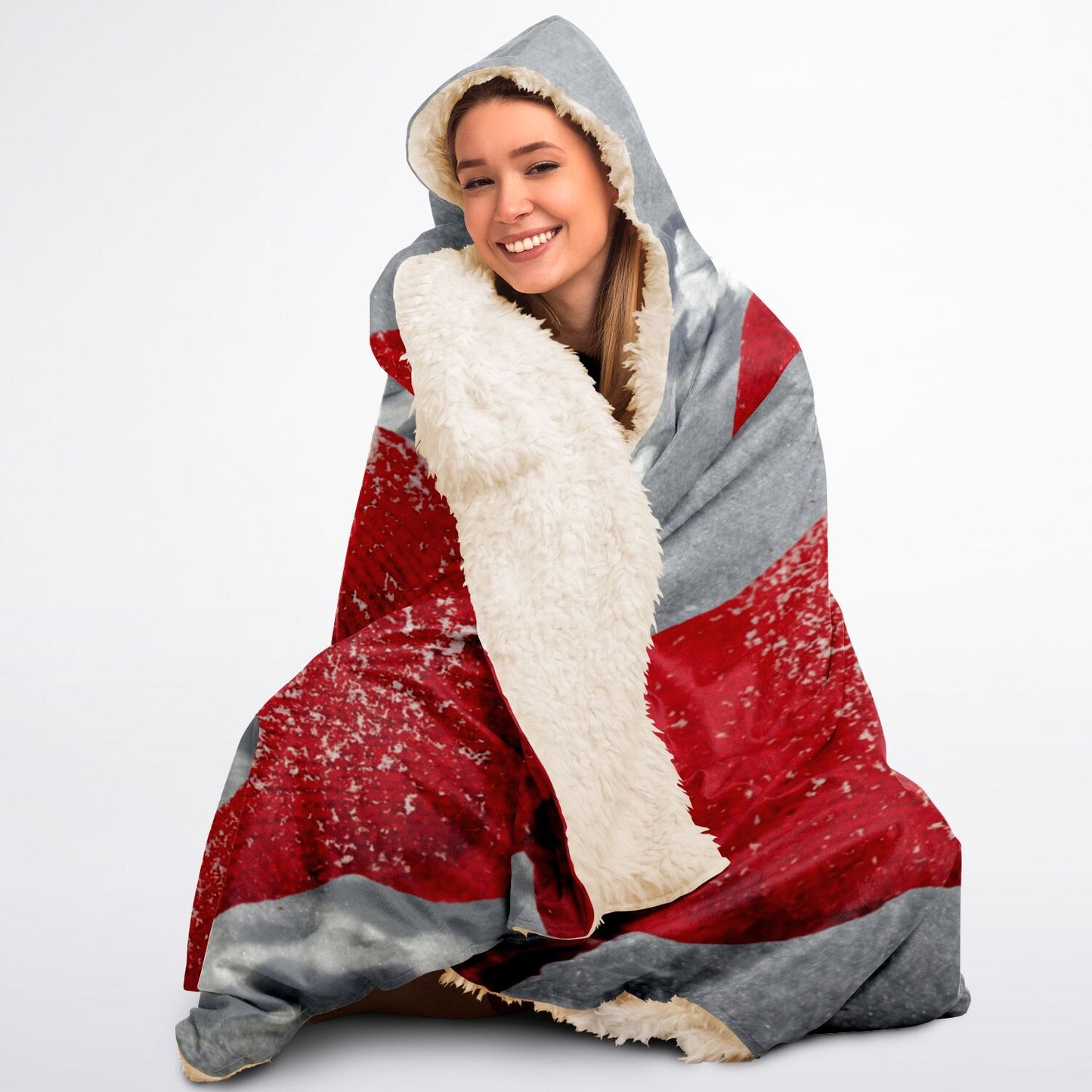 Snow Love Custom Pet Photo Hooded Blanket