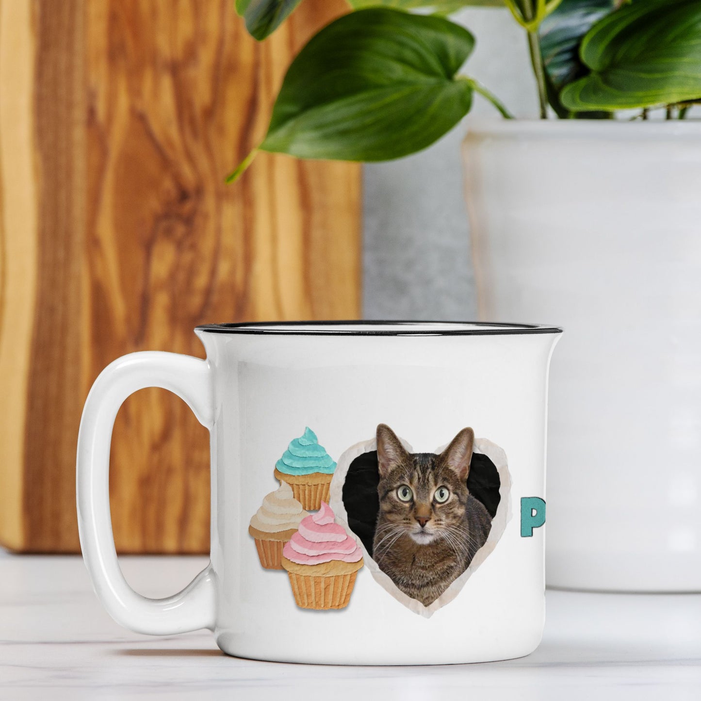 Torn Paper Heart Custom Camp Mug