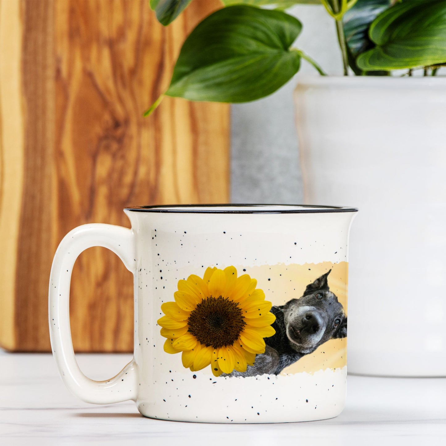 Sunshine Sunflower Peek Custom Camp Mug