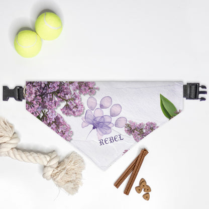 Lilac Bloom Custom Paw Print Bandana Collar