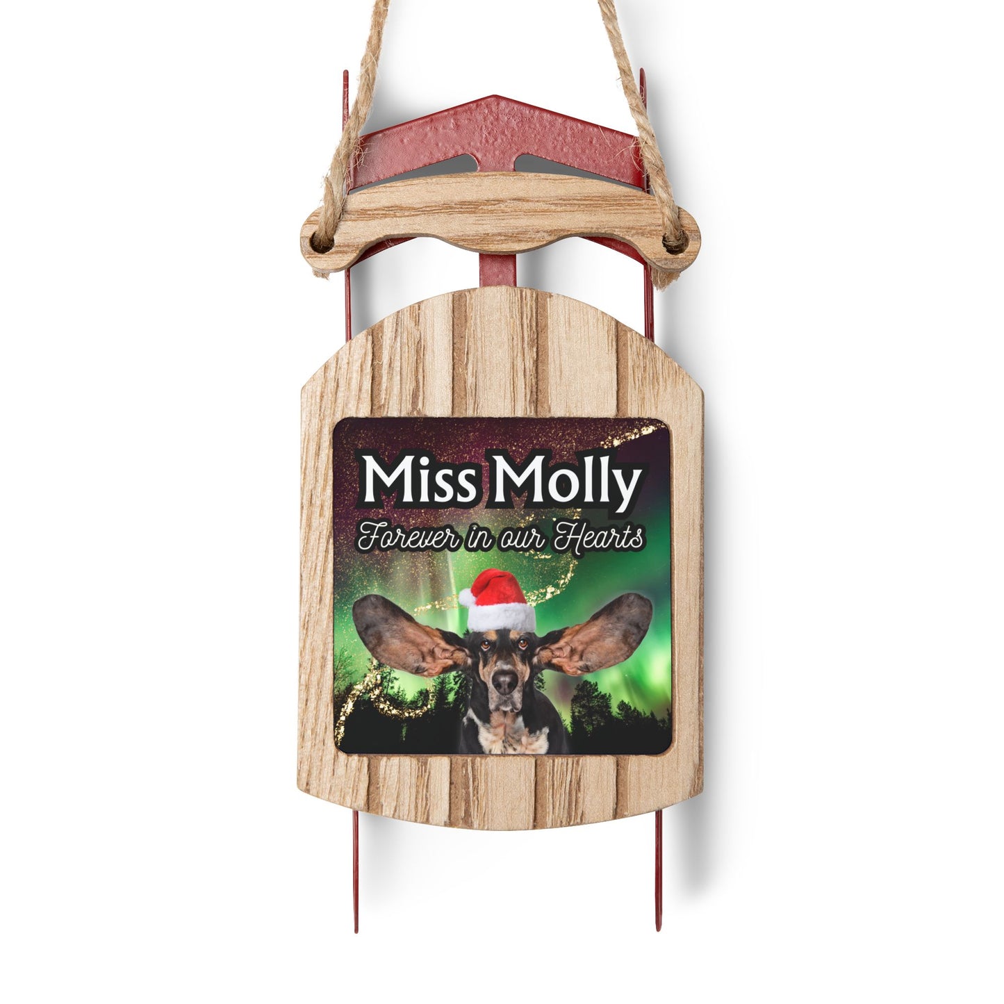 Northern Lights Personalized Memorial Sled Christmas Ornament