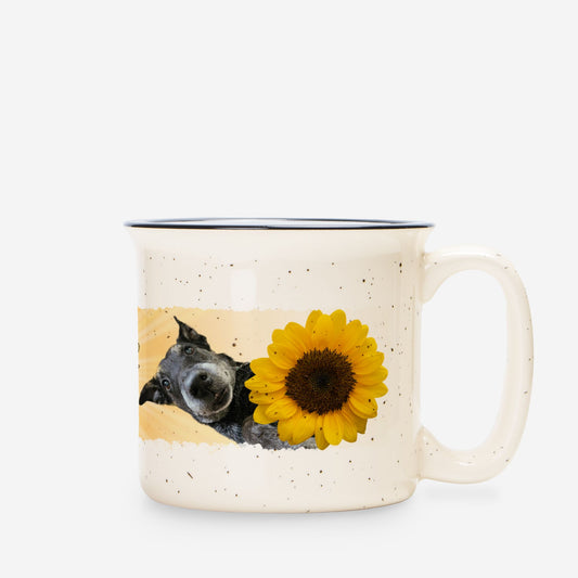 Sunshine Sunflower Peek Custom Camp Mug