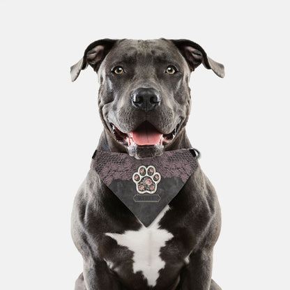 Vintage Lace Rose Custom Paw Print Bandana Collar