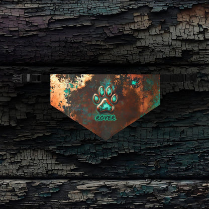 Oxidized Copper Charm Paw Print Pet Bandana Collar - Pawsome Prints