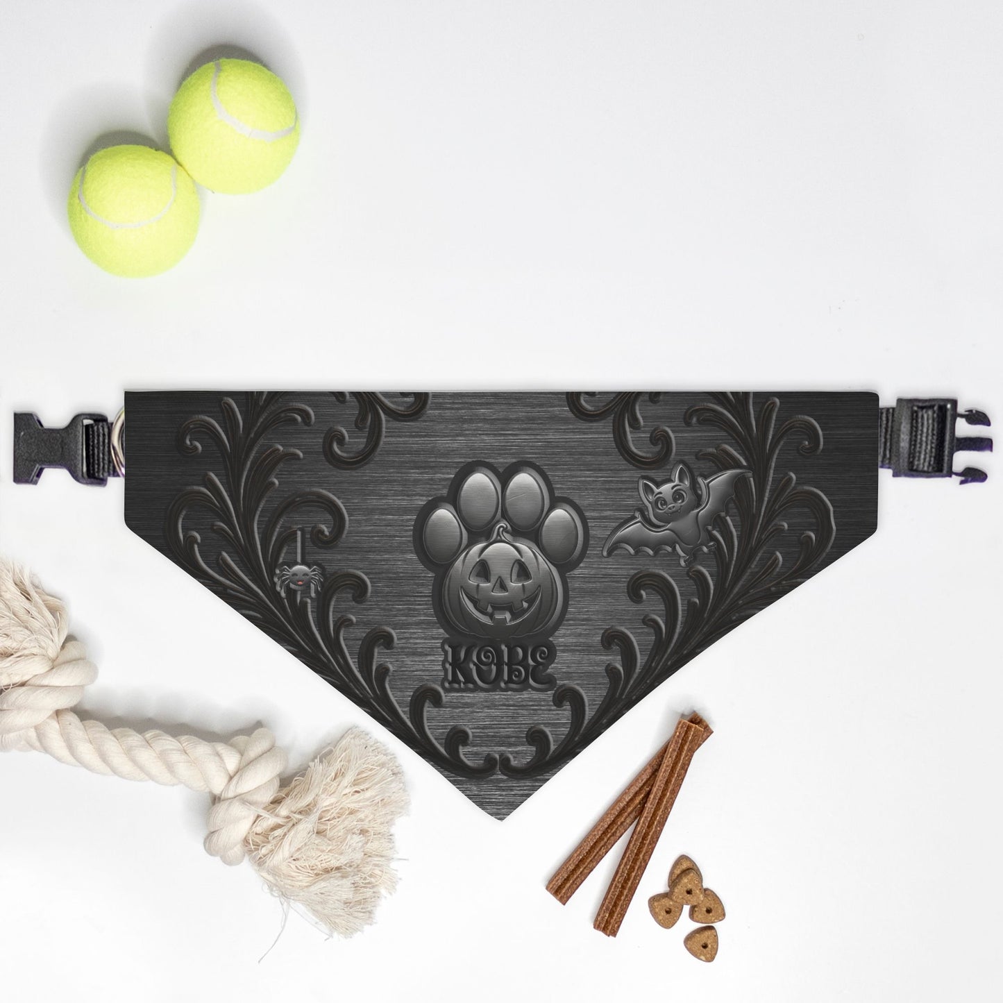 Midnight Mischief Custom Paw Print Bandana Collar