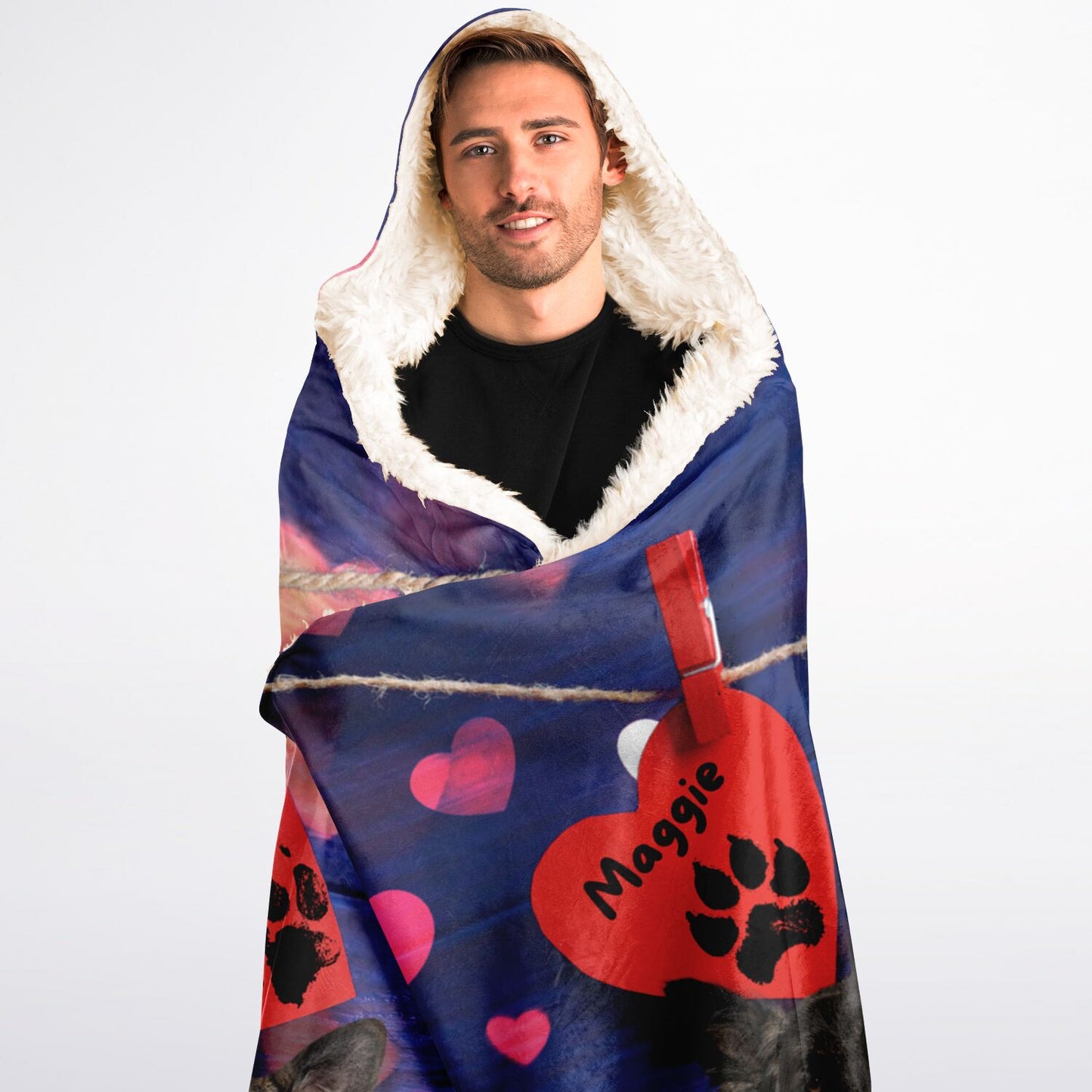 Be My Valentine Custom Pet Photo Hooded Blanket