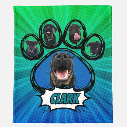 Comic Cutout – Pawprint Collage Minky Blanket