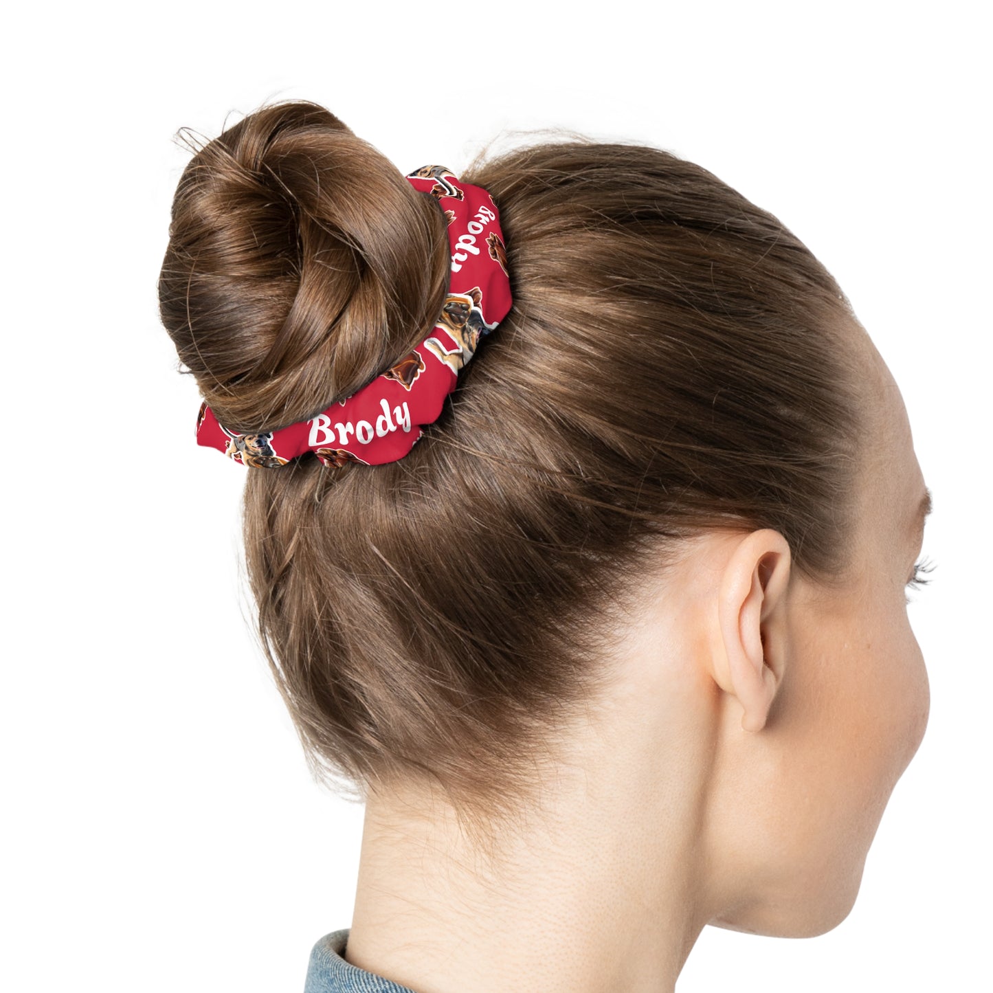 Chocolate Caramel Paw Print Scrunchie