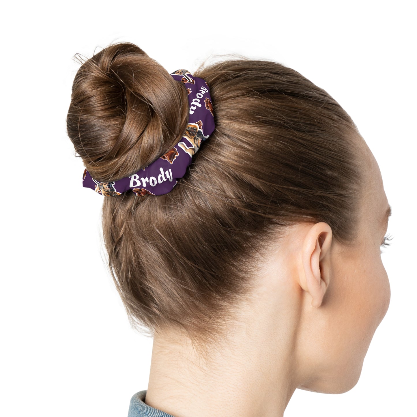 Chocolate Caramel Paw Print Scrunchie