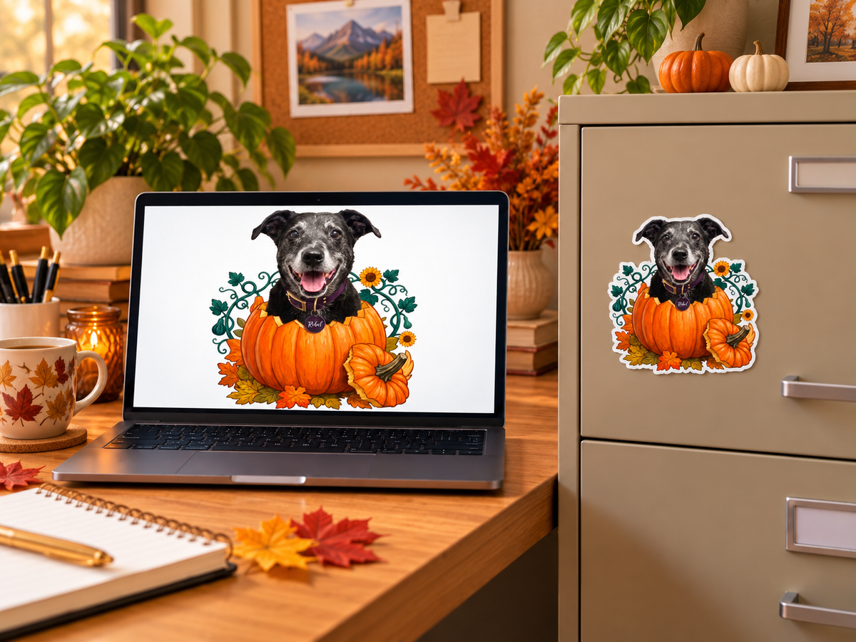 Pumpkin Pop | Custom Pet Art + 6-Inch Magnet