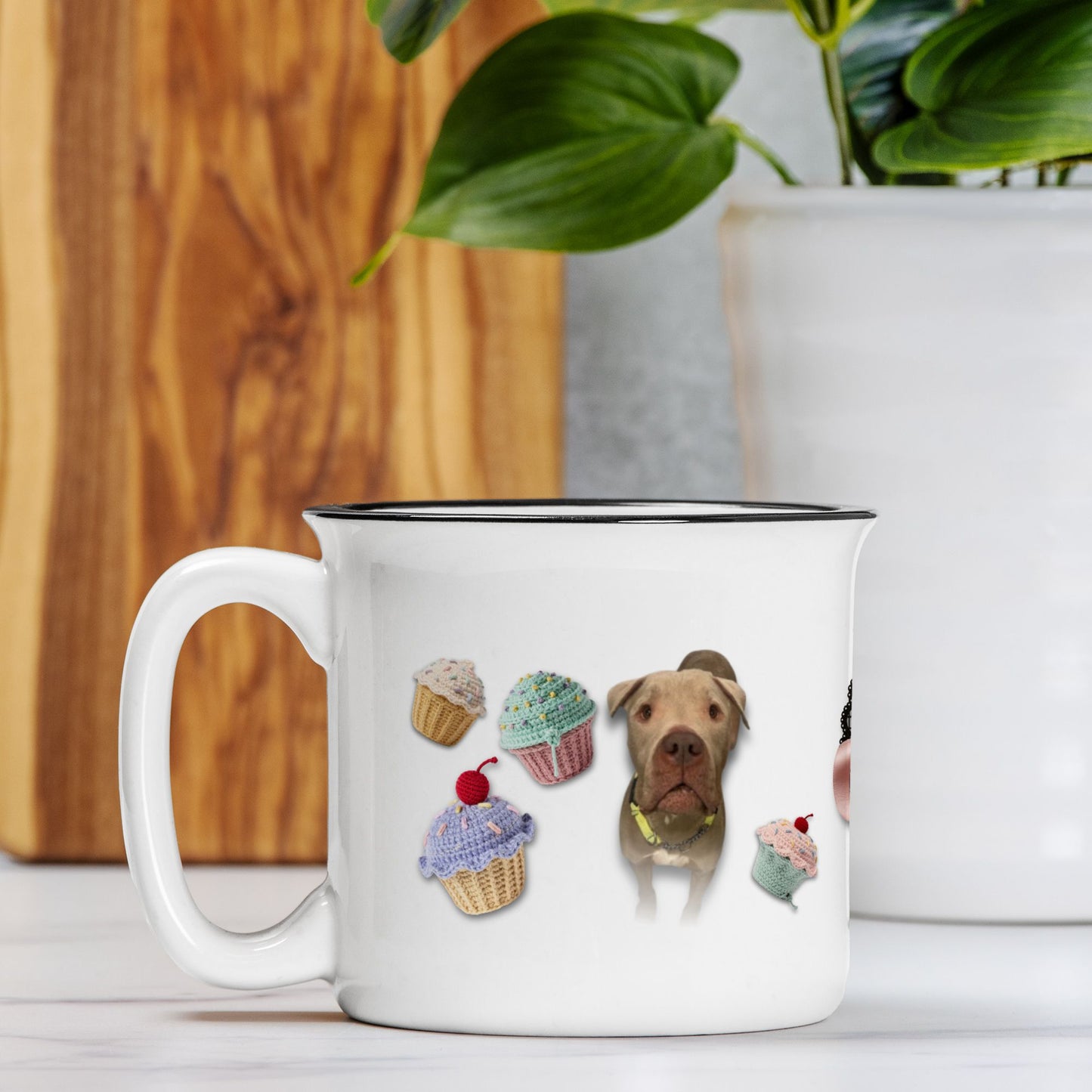 Crochet Cupcakes and Ribbon Custom Camp Mug