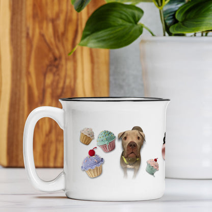 Crochet Cupcakes and Ribbon Custom Camp Mug