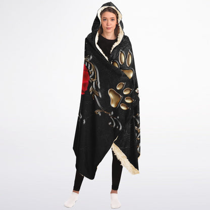 Rose Heart with Gold Filigree Custom Pet Photo Hooded Blanket