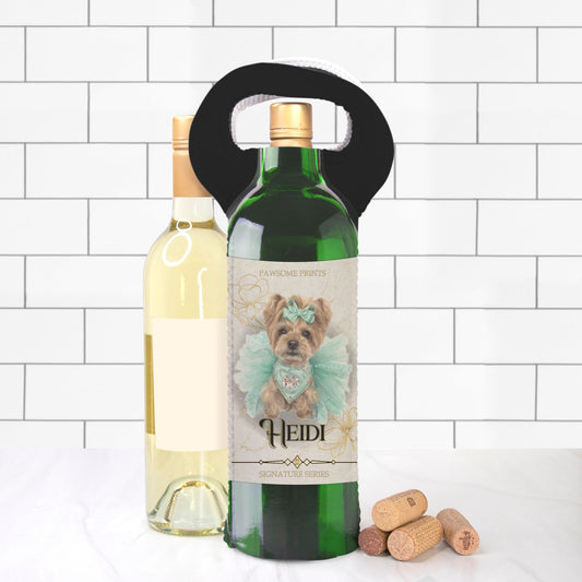 Signature Wine Label Portrait Custom Neoprene Bottle Tote Bag